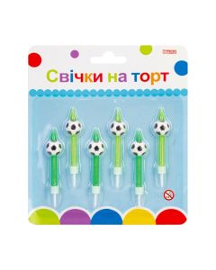 Свічка Maxi М'ячі 6 шт, 6 підставок до свічок (MX620158)