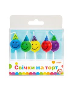 Свічка Maxi Смайли 5 шт на торт (MX629083)