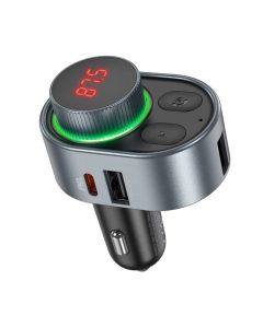 FM модулятор HOCO E72 Alegria PD30W car BT FM transmitter Metal Gray (6931474780836)