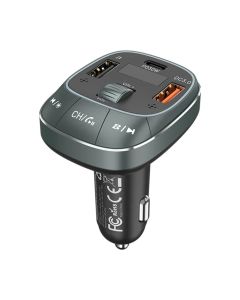 FM модулятор Vention PD 54W 3-Port USB (C+A+A) LED/USB Flash/Bluetooth, вольтметр (FFLB0)