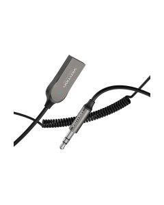 FM модулятор Vention AUX TRS 3.5мм USB Bluetooth 5.0 Coiled Cable 1.5M Gray Zinc (NAGHG)